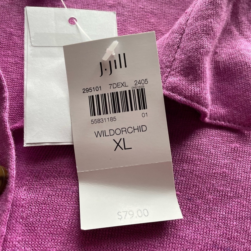 NWT J Jill Linen Button Down Shirt Wild Orchid Purple XL Casual Breathable Beach - Picture 2 of 13